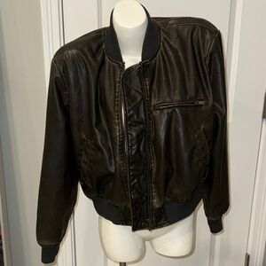 Black Leather Bomber Jacket